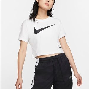 Nike Swoosh Cropped T-shirt, White, Small